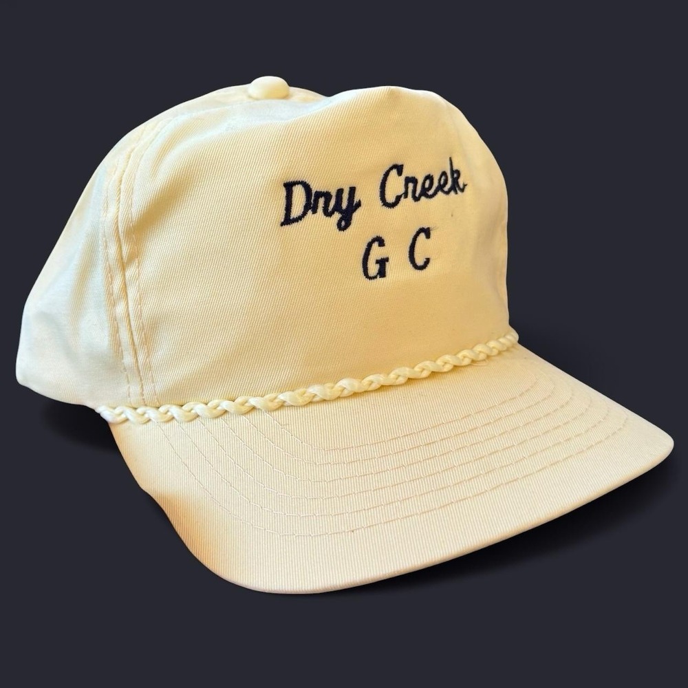 Vintage Youngan Butter Yellow Dry Creek Golf Club Snapback Hat Rope Cap 80s 90s